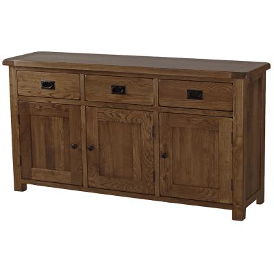 Sherwood Dark Solid Oak Large 3 Drawer Sideboard